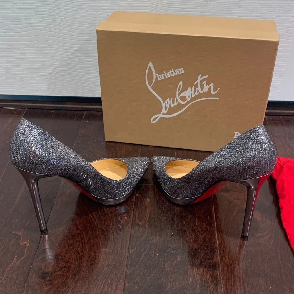 Christian Louboutin Glittering Gray Heels - Picture 9 of 13